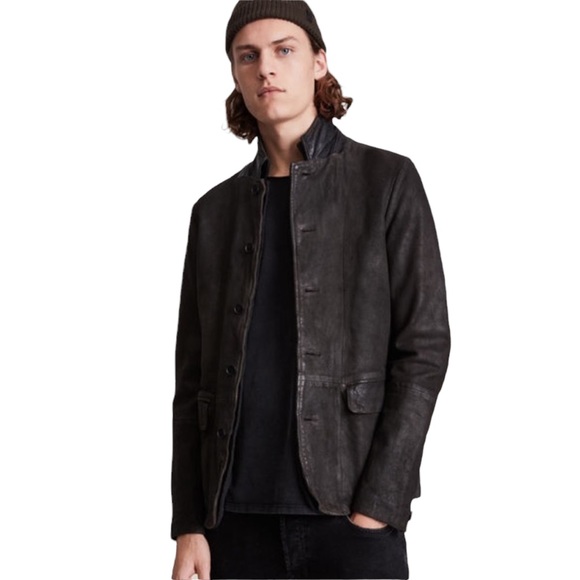 All Saints Other - All Saints Survey Leather Blazer in anthracite grey Large NWT